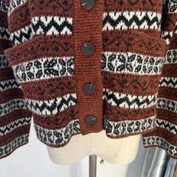 Sezane Thais jacket sweater mohair brown jacquard - Picture 8 of 11